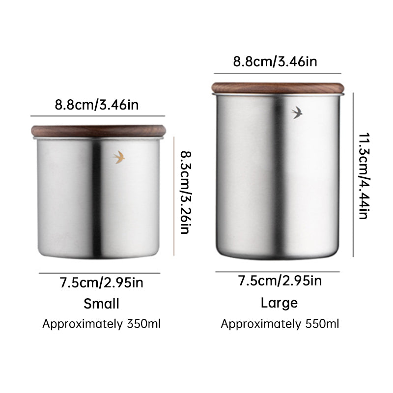 Stainless Steel Matcha Canister with Wood Lid