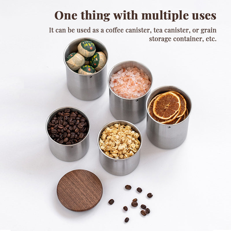 Stainless Steel Matcha Canister with Wood Lid