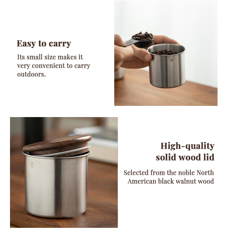 Stainless Steel Matcha Canister with Wood Lid