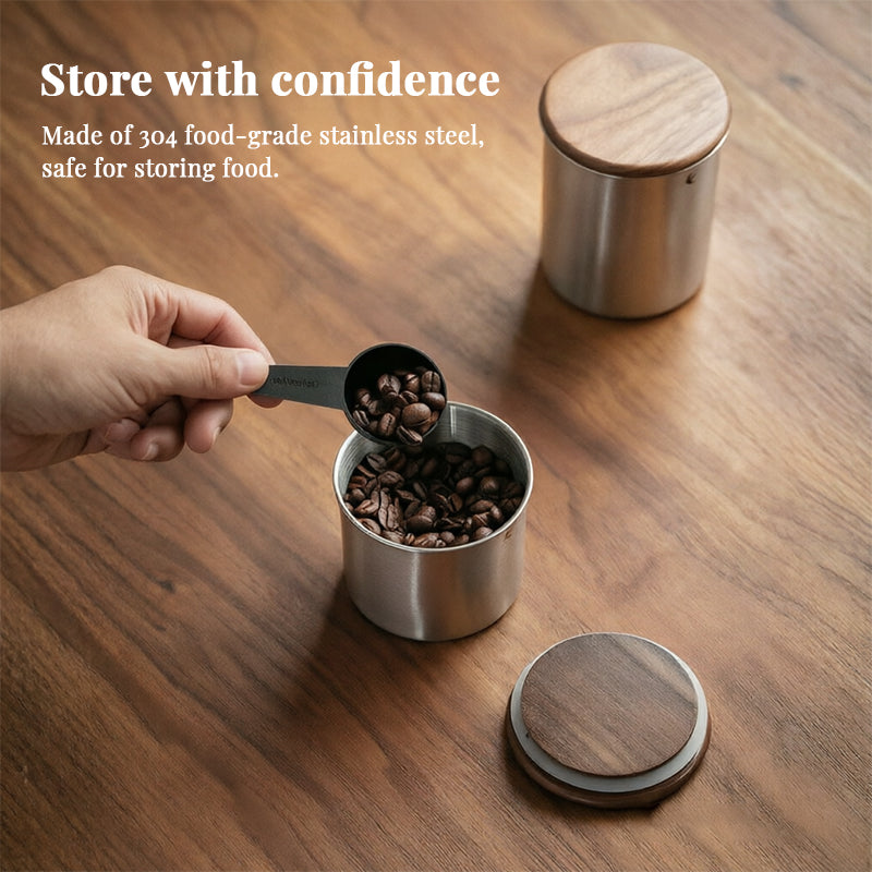 Stainless Steel Matcha Canister with Wood Lid